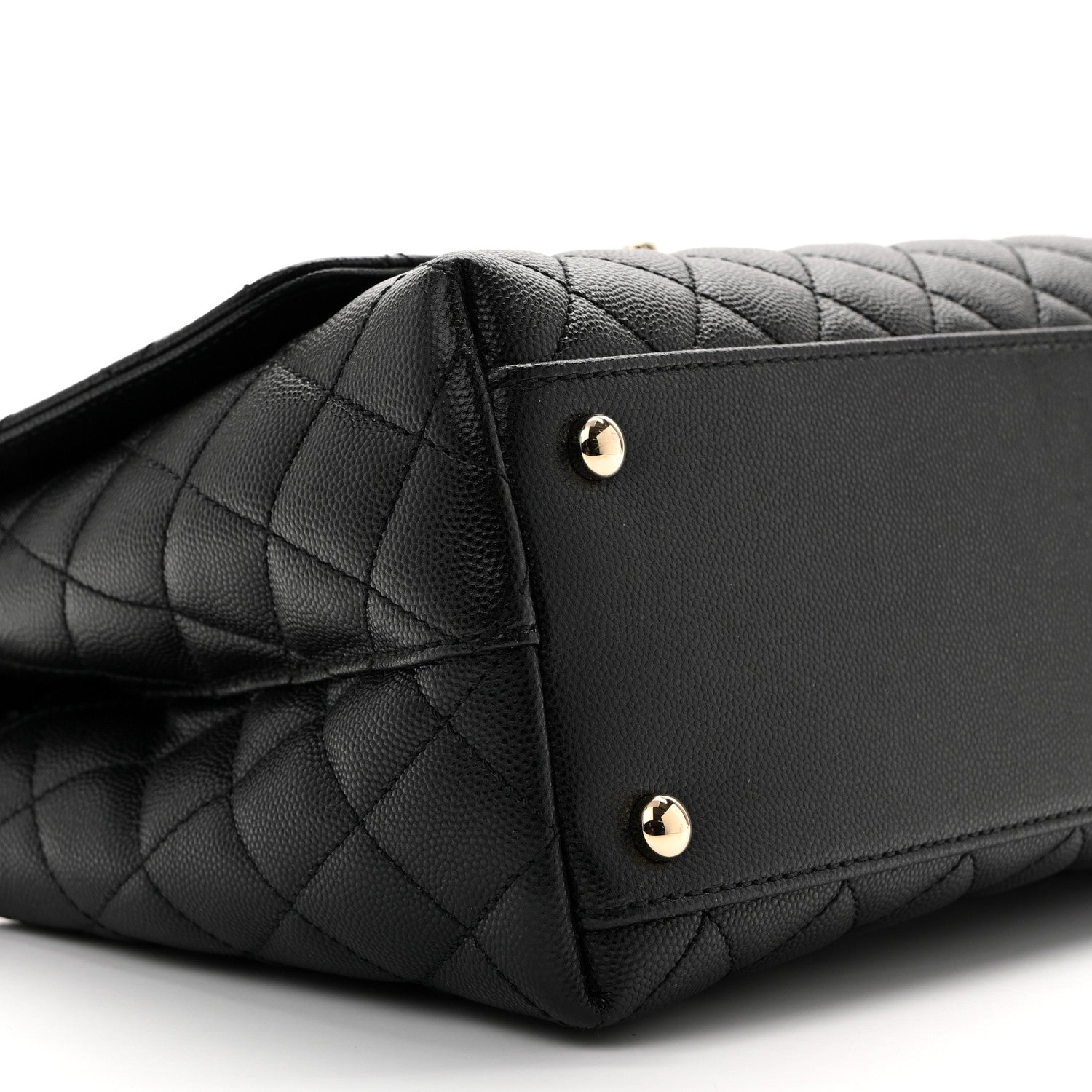 Caviar Quilted Small Coco Handle Flap Black