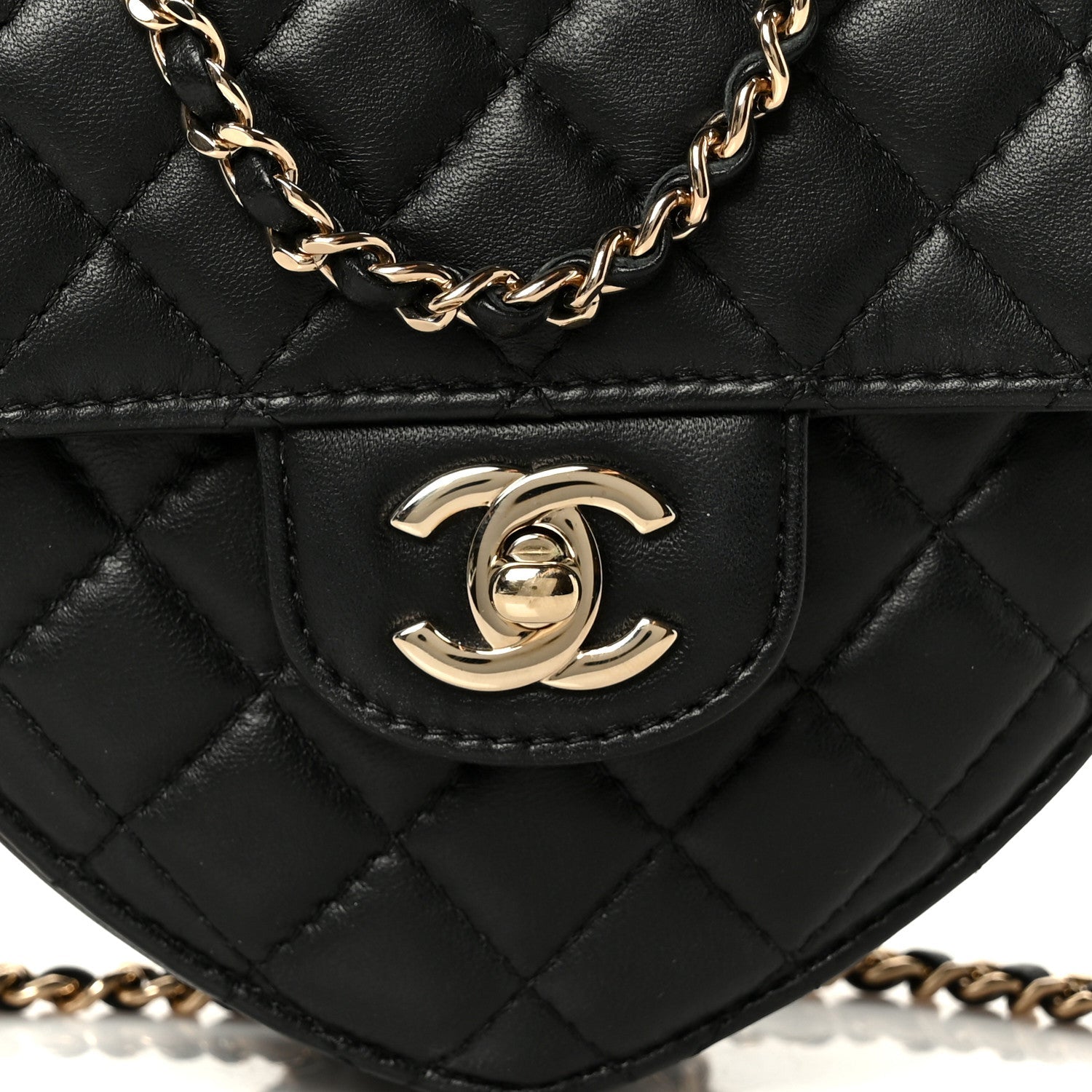 Lambskin Quilted CC In Love Heart Bag Black
