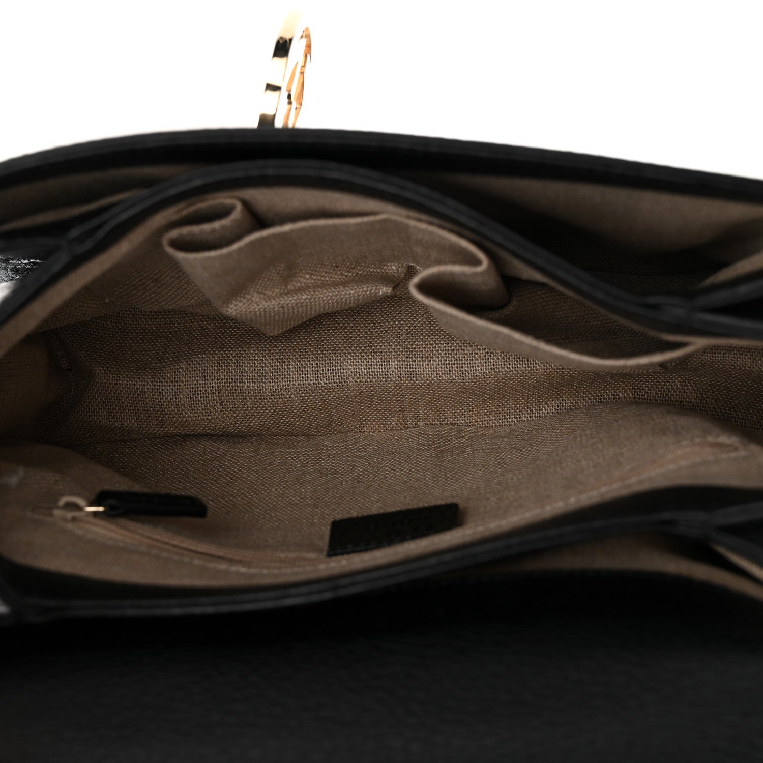 Dollar Calfskin Interlocking G Top Handle Shoulder Bag Black