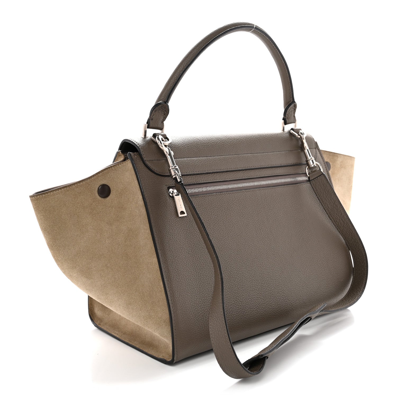 Drummed Calfskin Suede Medium Trapeze Souris