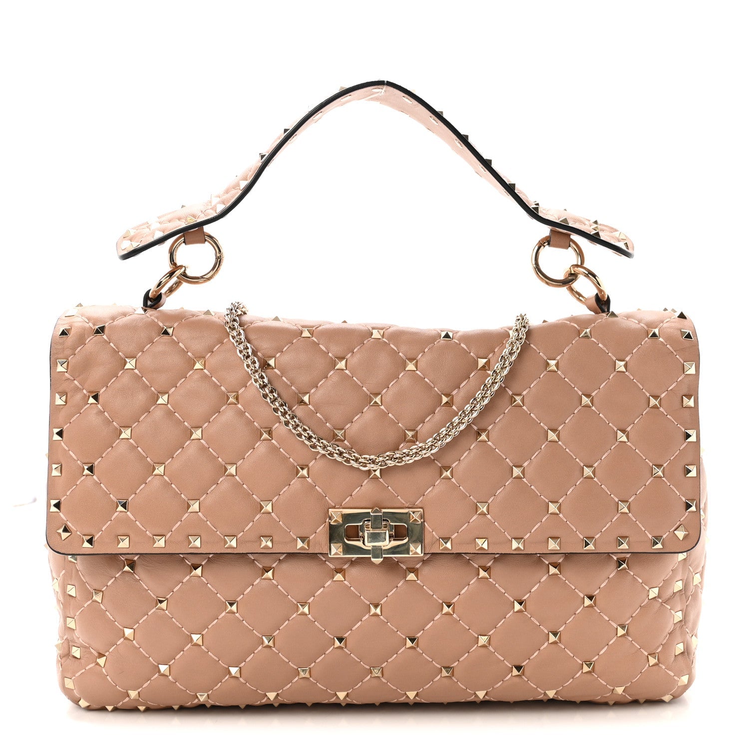 Nappa Large Rockstud Spike Shoulder Bag Poudre