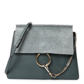 Suede Calfskin Medium Faye Shoulder Bag Cloudy Blue