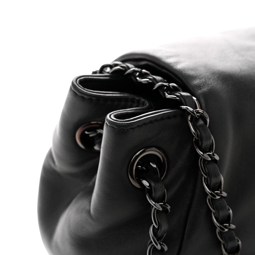 Lambskin Studded Accordion CC Flap Black