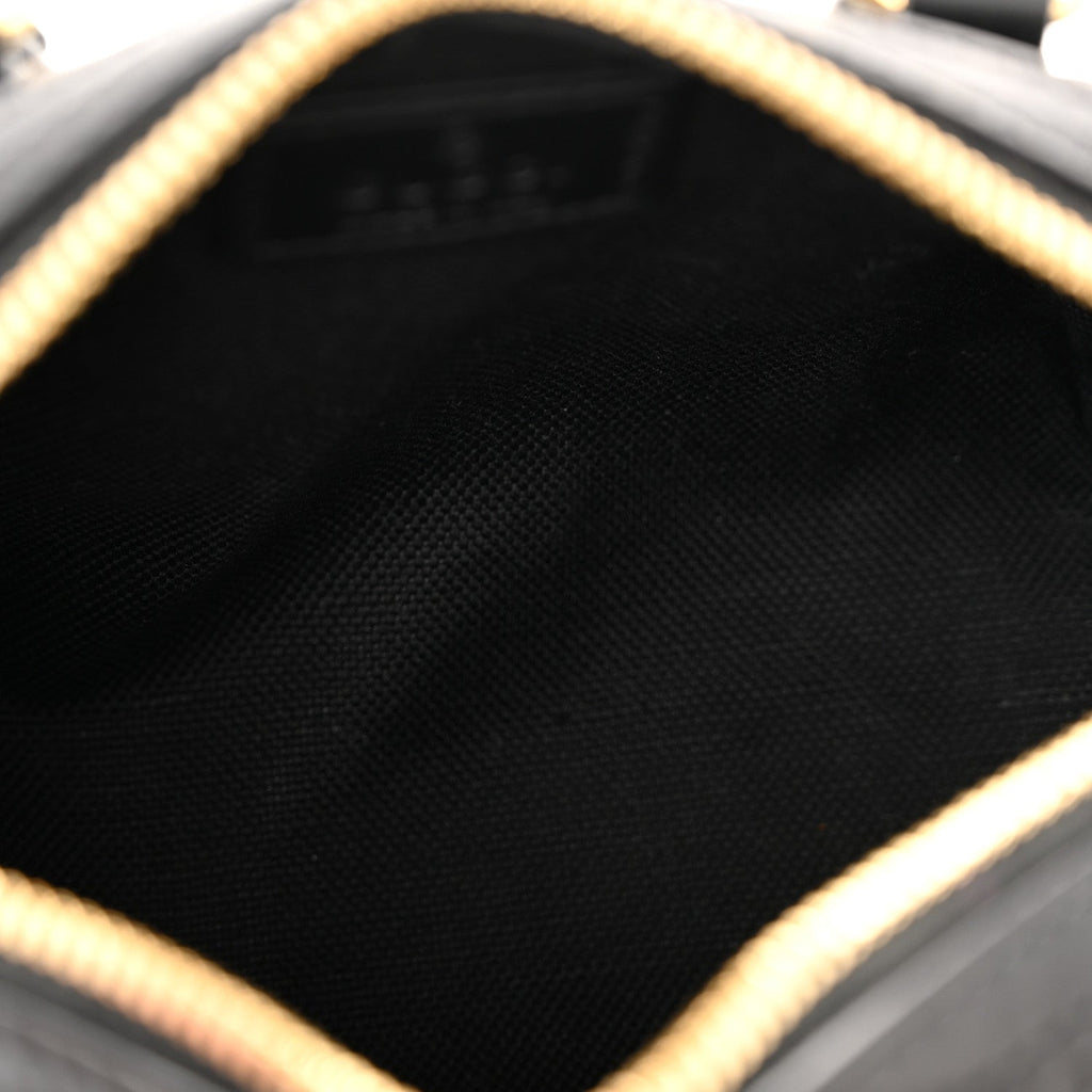 Calfskin Jumbo GG Embossed Super Mini Top Handle Bowler Bag Black