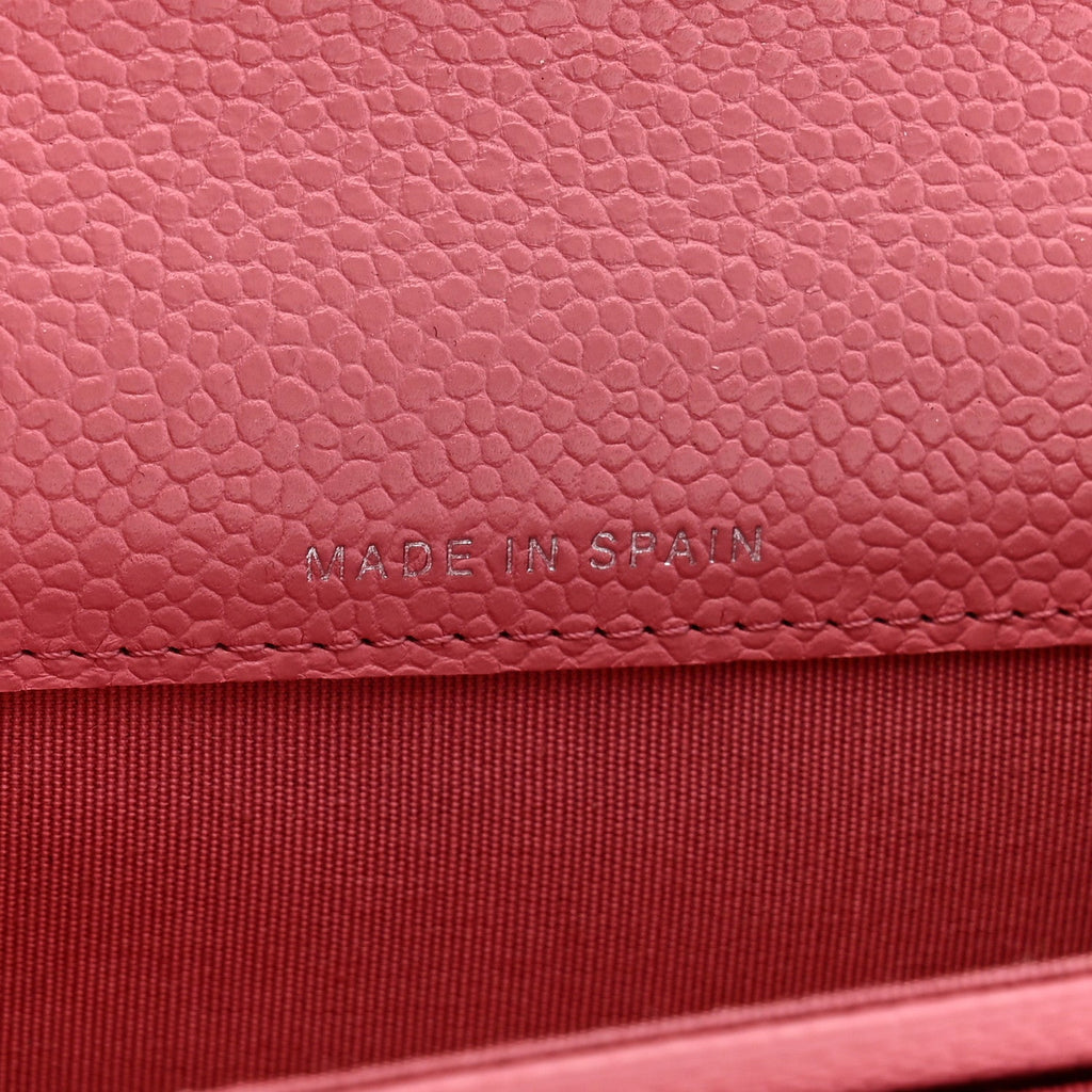 Caviar Chevron Quilted Boy Card Holder Wallet Dark Pink