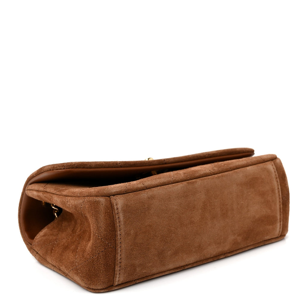 Suede Calfskin Quilted Small Eyes On You Flap Camel