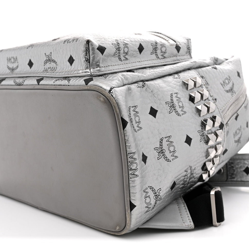 Metallic Visetos Medium Side Stud Stark Backpack Berlin Silver