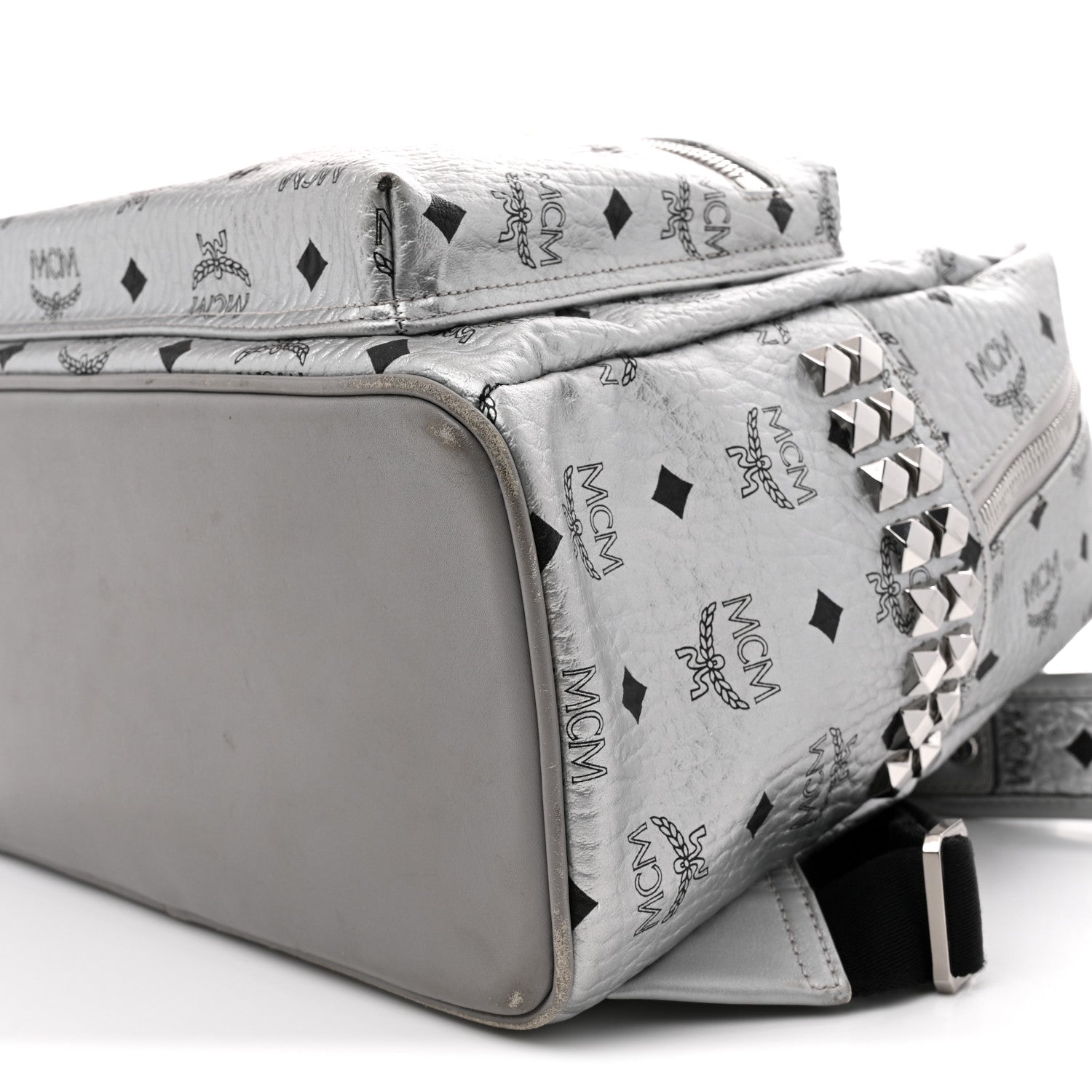 Metallic Visetos Medium Side Stud Stark Backpack Berlin Silver