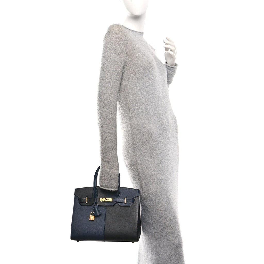 Epsom Casaque Birkin Sellier 30 Bleu Indigo Black Bleu Frida