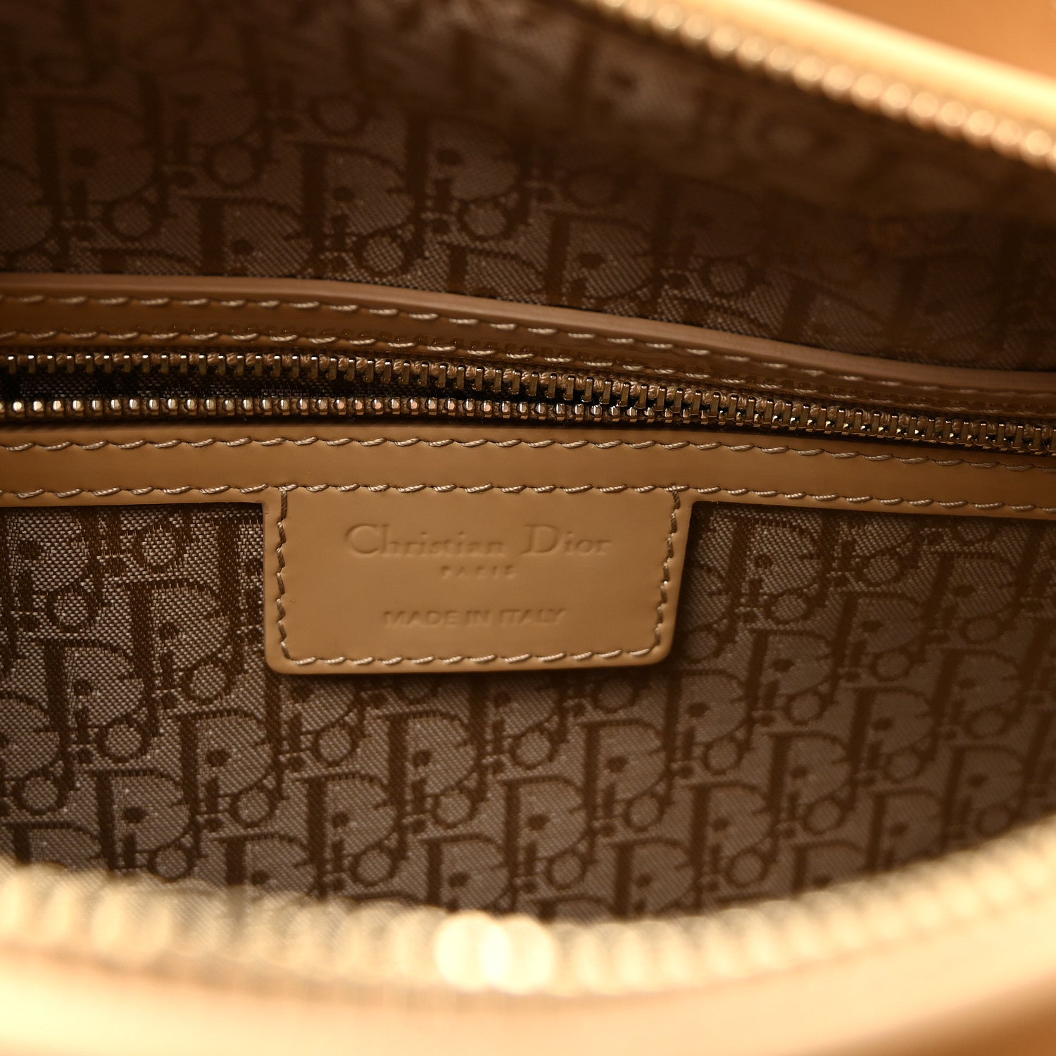 Patent Cannage Large Lady Dior Dark Beige