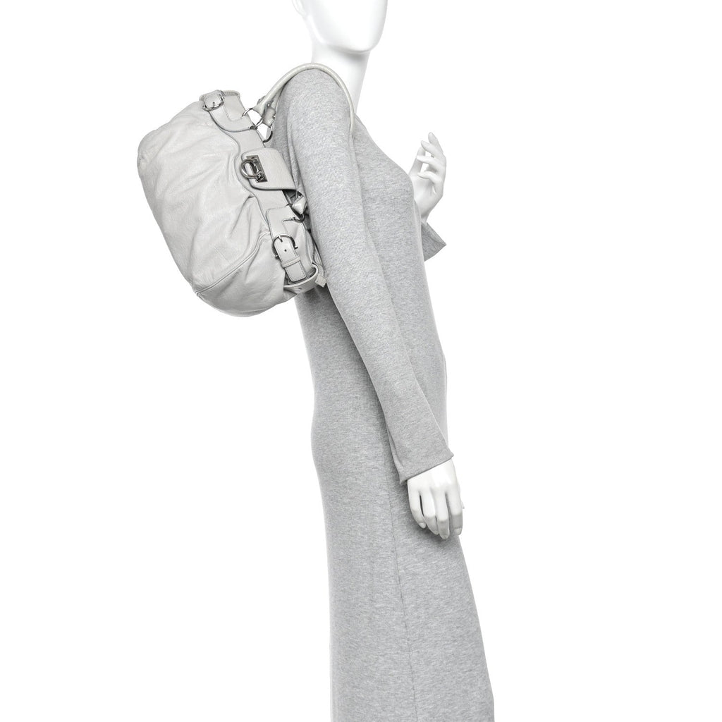 Calfskin Marisa Shoulder Bag Grey