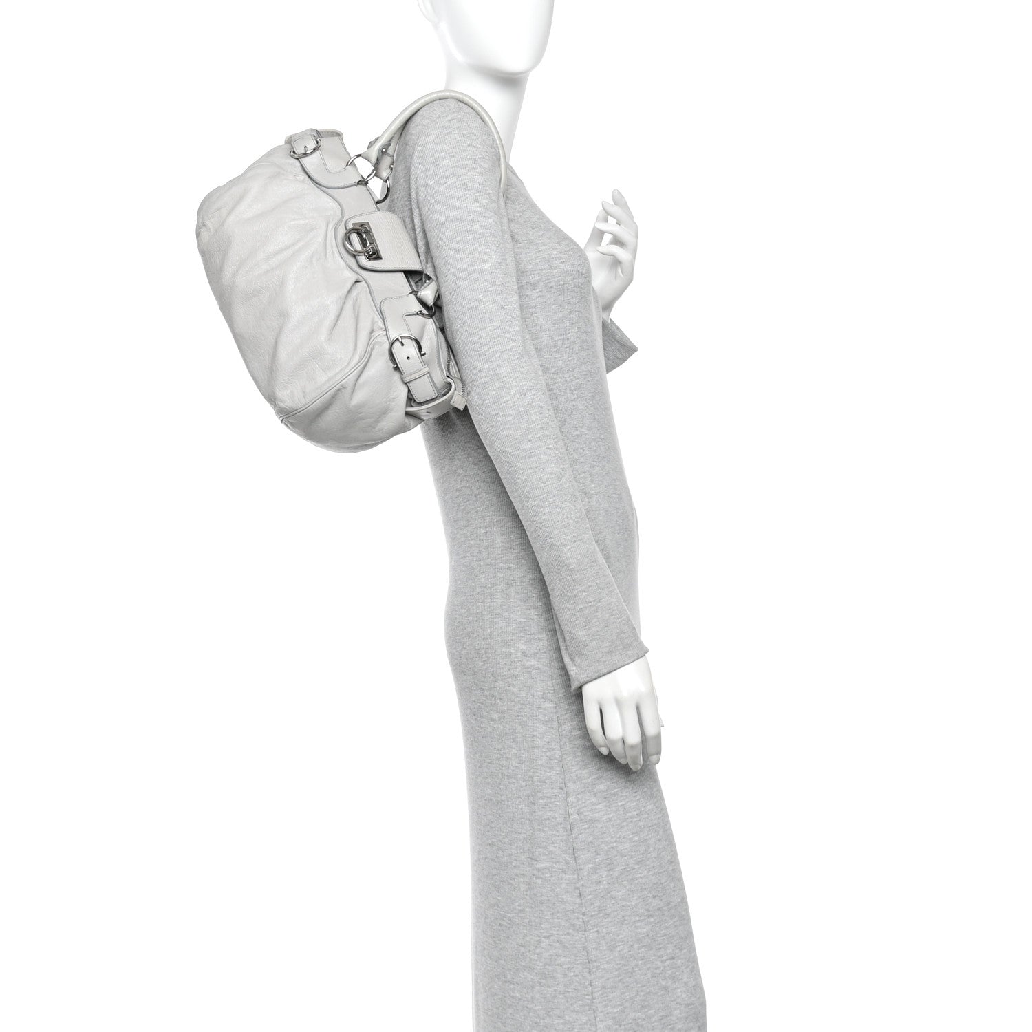 Calfskin Marisa Shoulder Bag Grey