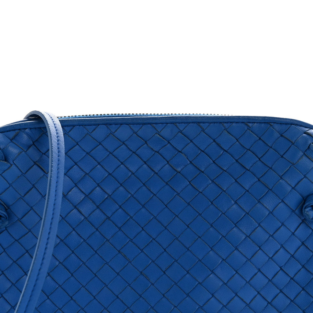 Nappa Intrecciato Double Compartment Crossbody Bag Atlantic Blue