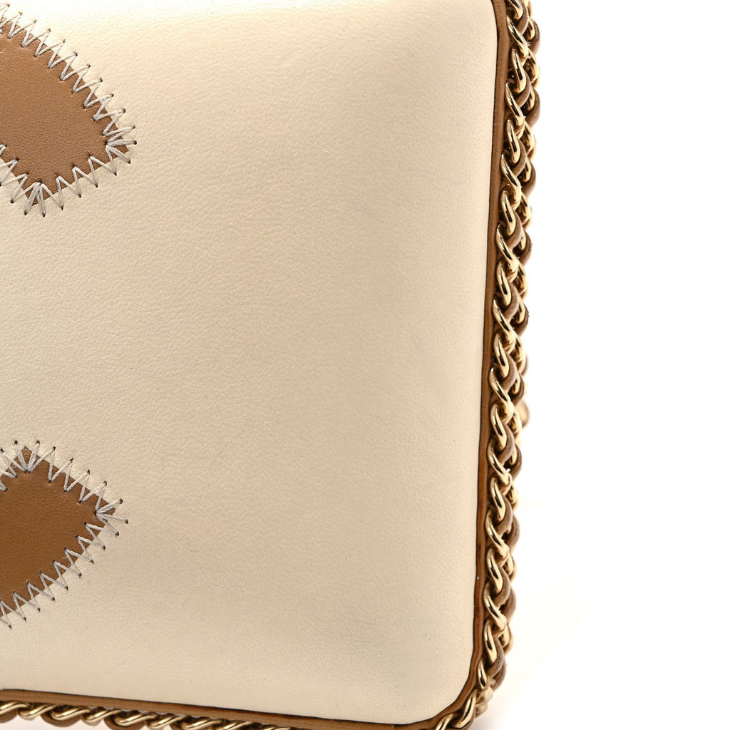 Lambskin CC Stitch Chain Around Clutch  Beige White