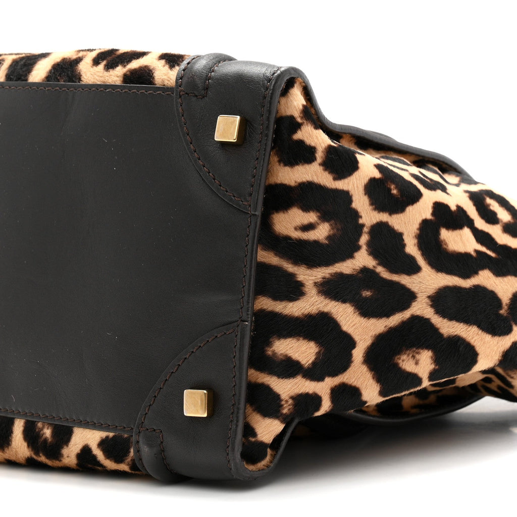Leopard Pony Hair Mini Luggage Black