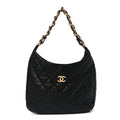 Lambskin Quilted Large CC Funky Town Hobo Black
