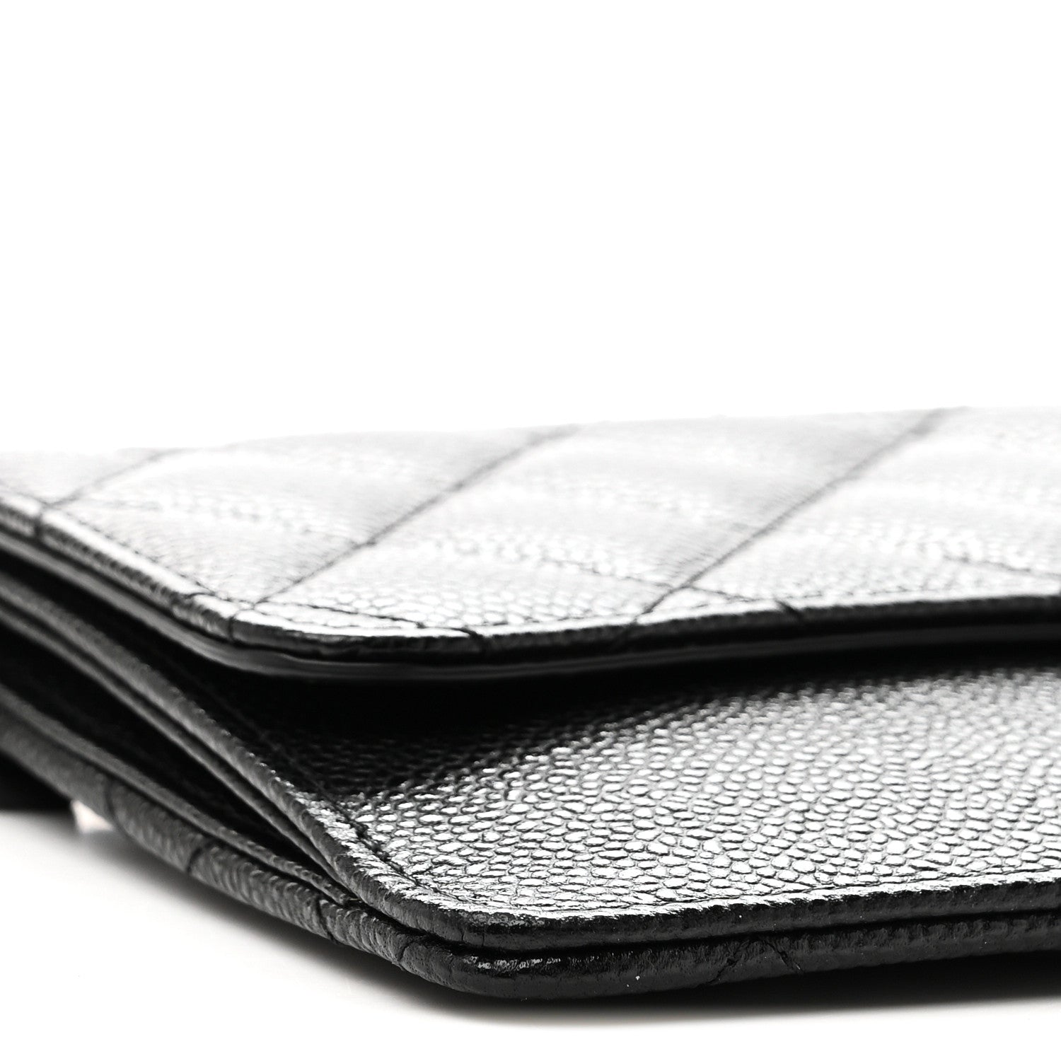 Caviar Quilted Classic Pouch With Handle Black