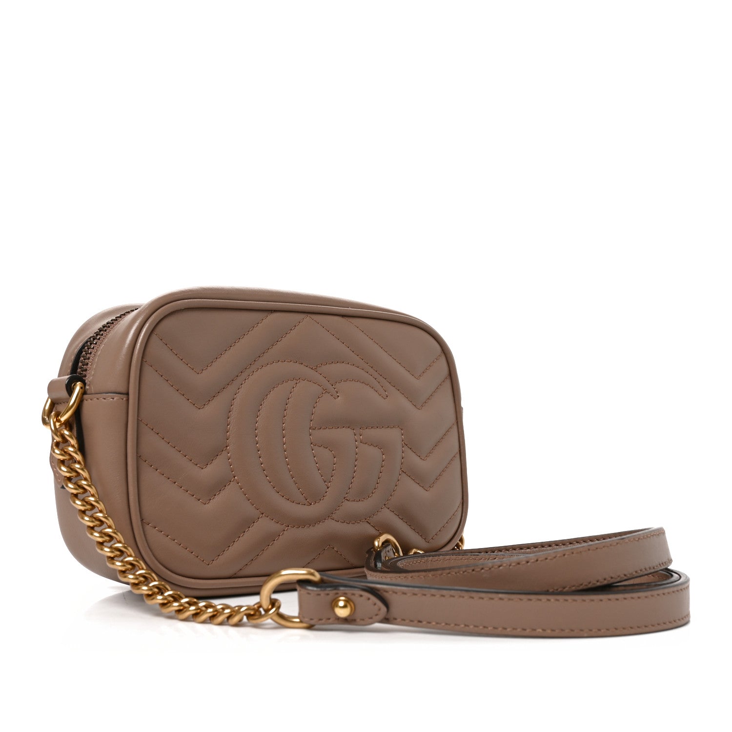 Calfskin Matelasse Mini GG Marmont Chain Shoulder Bag Porcelain Rose