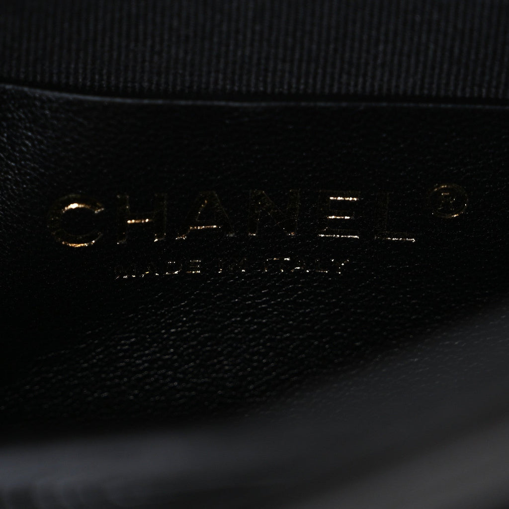 Patent Quilted Mini Graphic Catch Flap Black