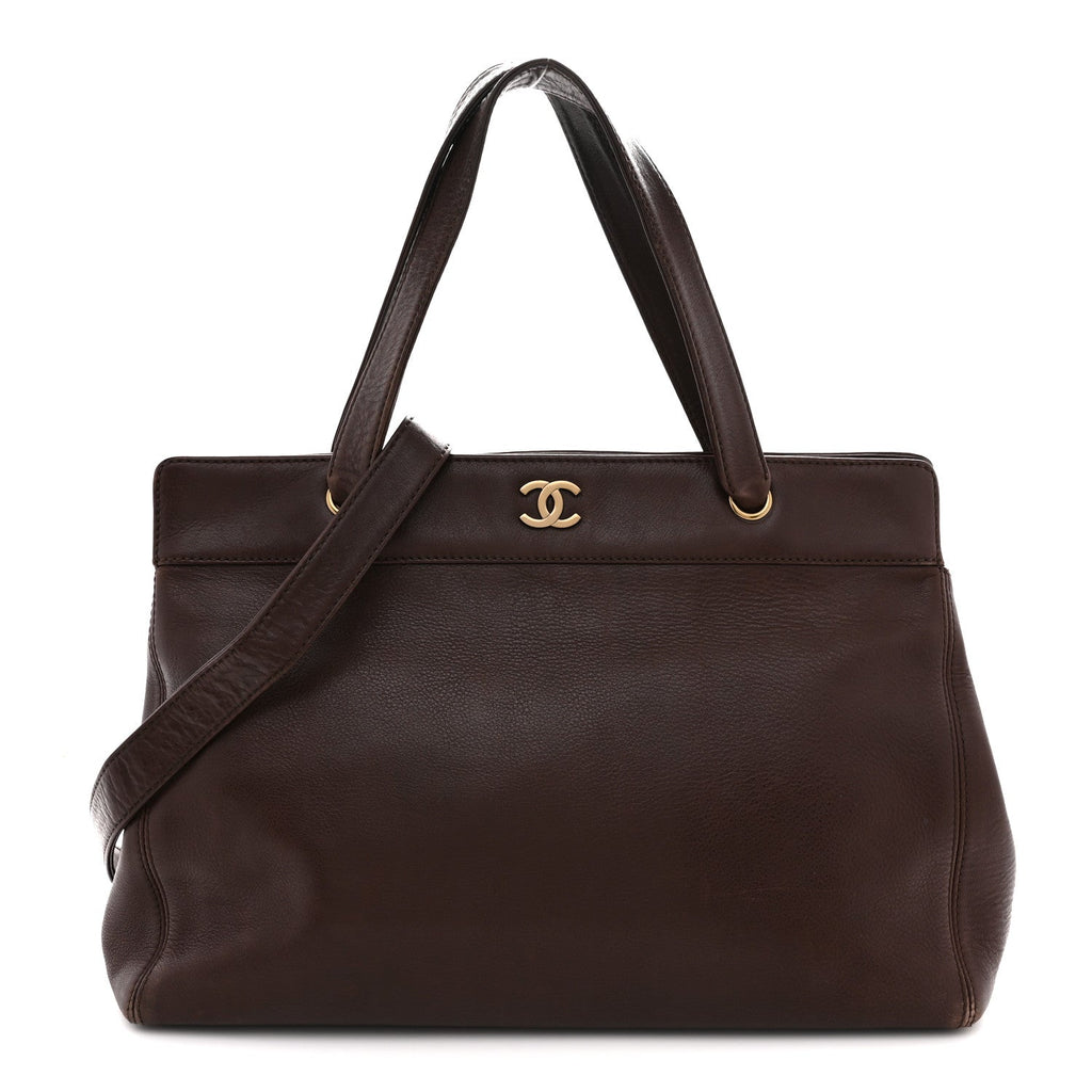 Calfskin Shopper Tote Brown