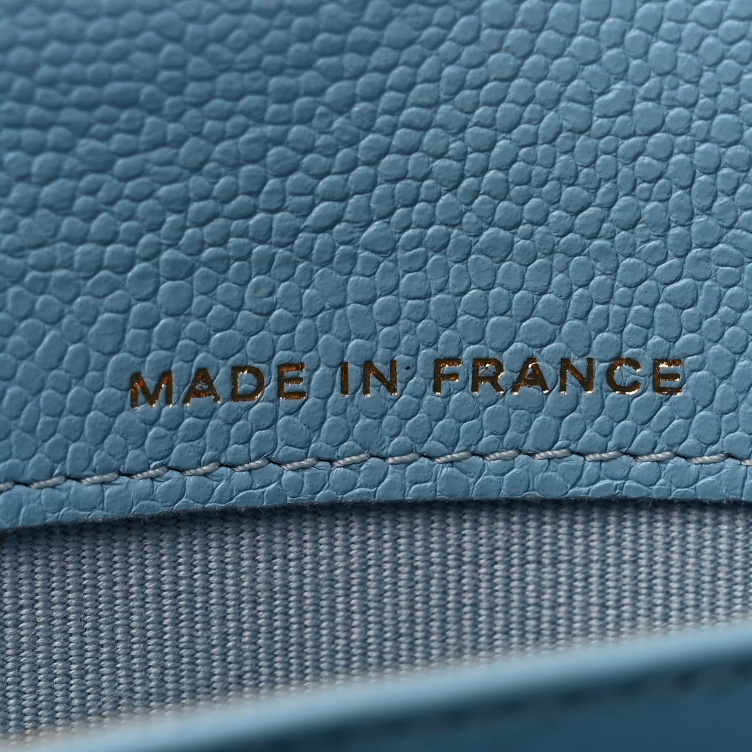 Caviar Quilted Large Gusset Flap Wallet Light Blue