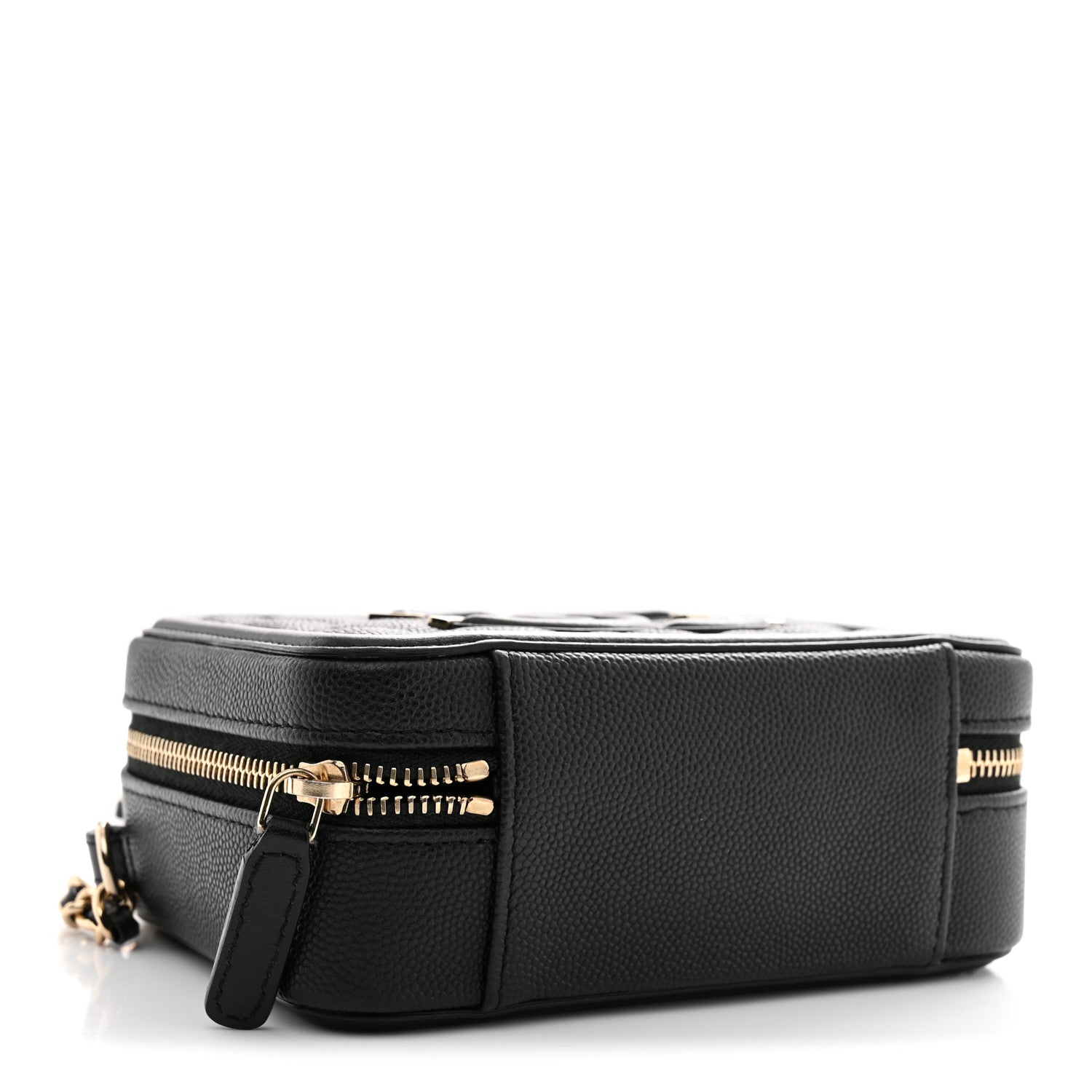 Caviar Quilted CC Filigree Vanity Clutch With Chain Black