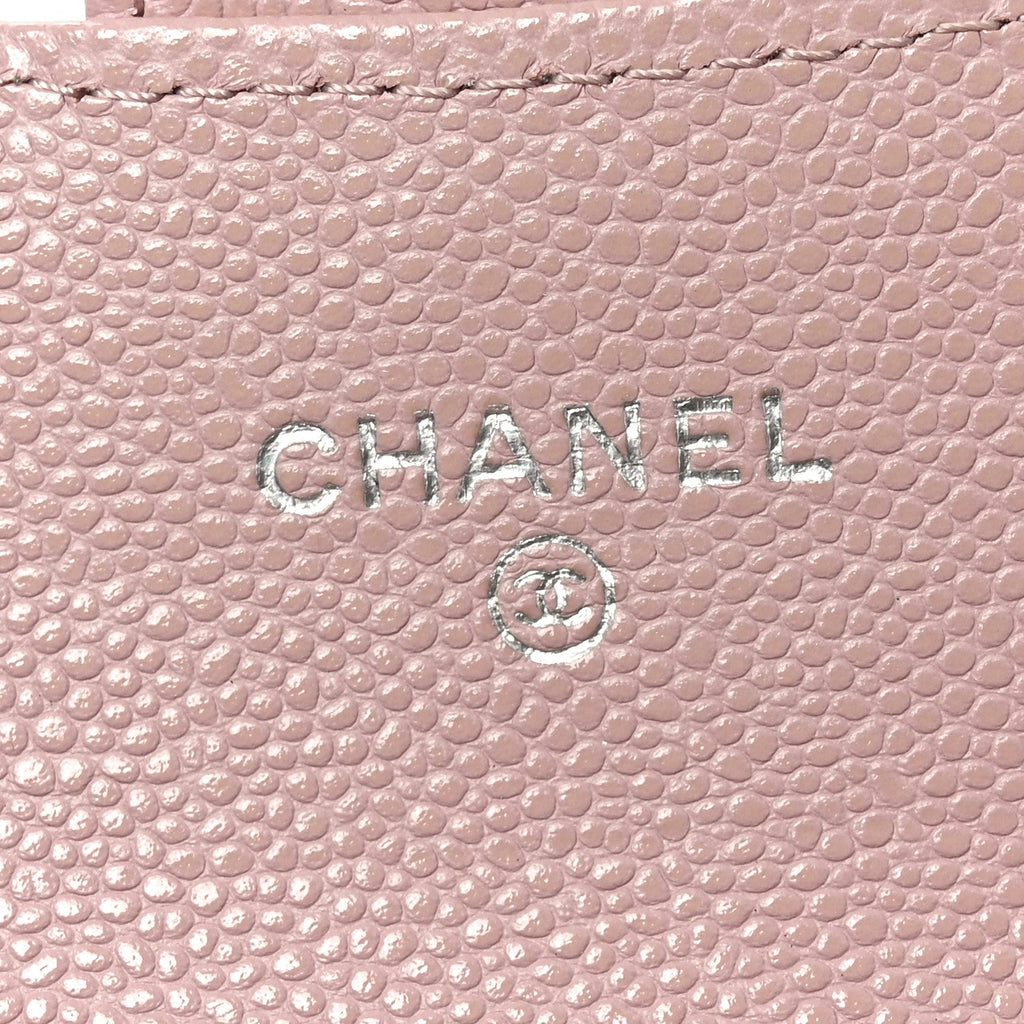 Caviar Quilted Flap Card Holder Wallet Light Pink