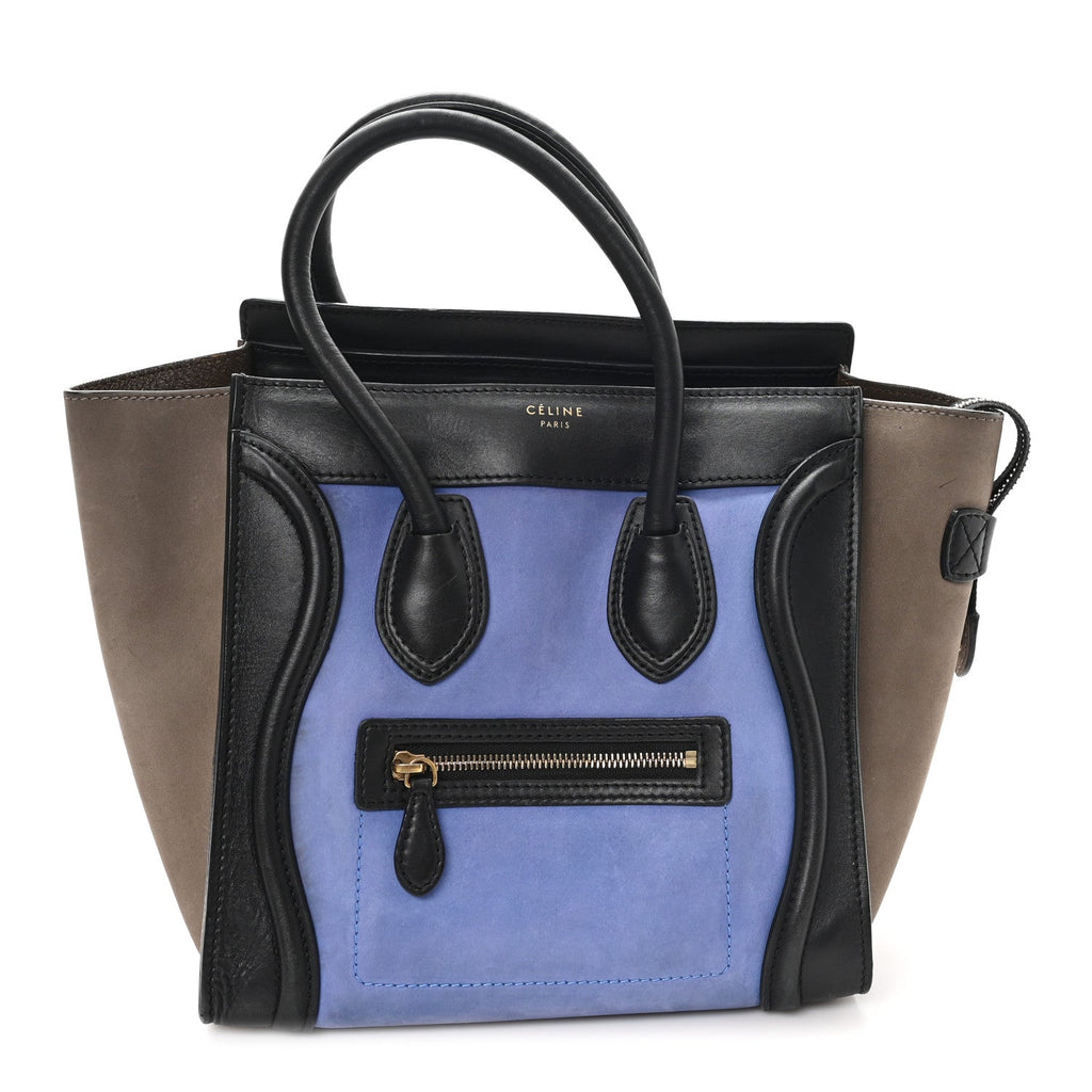 Calfskin Nubuck Suede Micro Tri-Color Luggage Porcelain