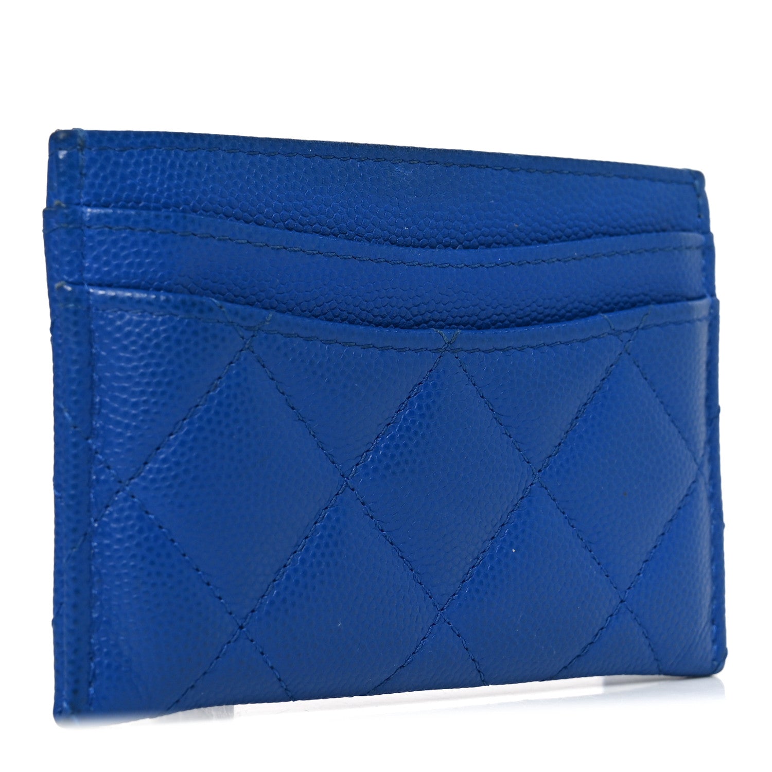 Caviar Quilted Card Holder Blue
