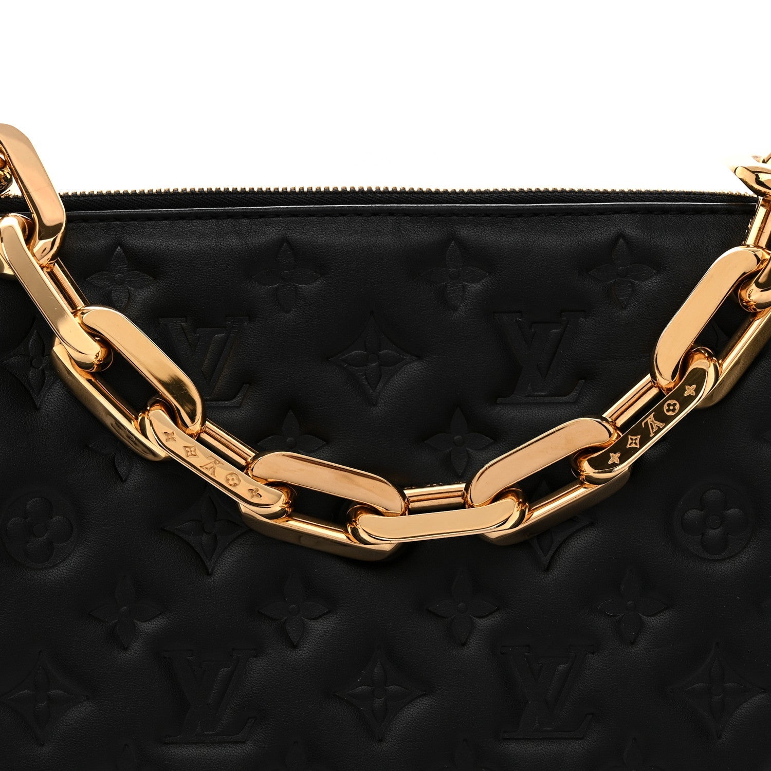 Lambskin Embossed Monogram Coussin MM Black