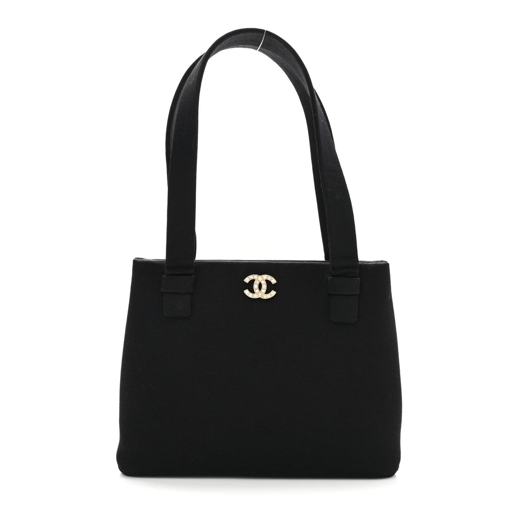 Grosgrain Crystal CC Evening Bag Black