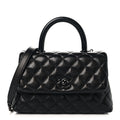 Caviar Quilted Mini Coco Handle Flap So Black