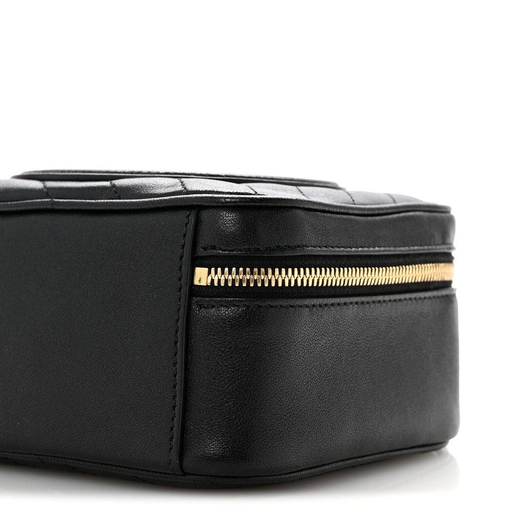Sakai Be Green Calfskin Diagonal Stitched Blondie Top Handle Bag Black