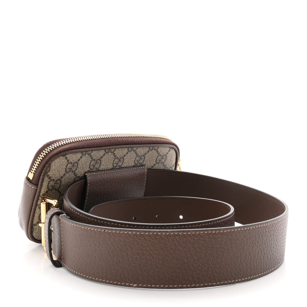 GG Supreme Monogram Ophidia Belted iPhone Case 95 38 Dark Brown