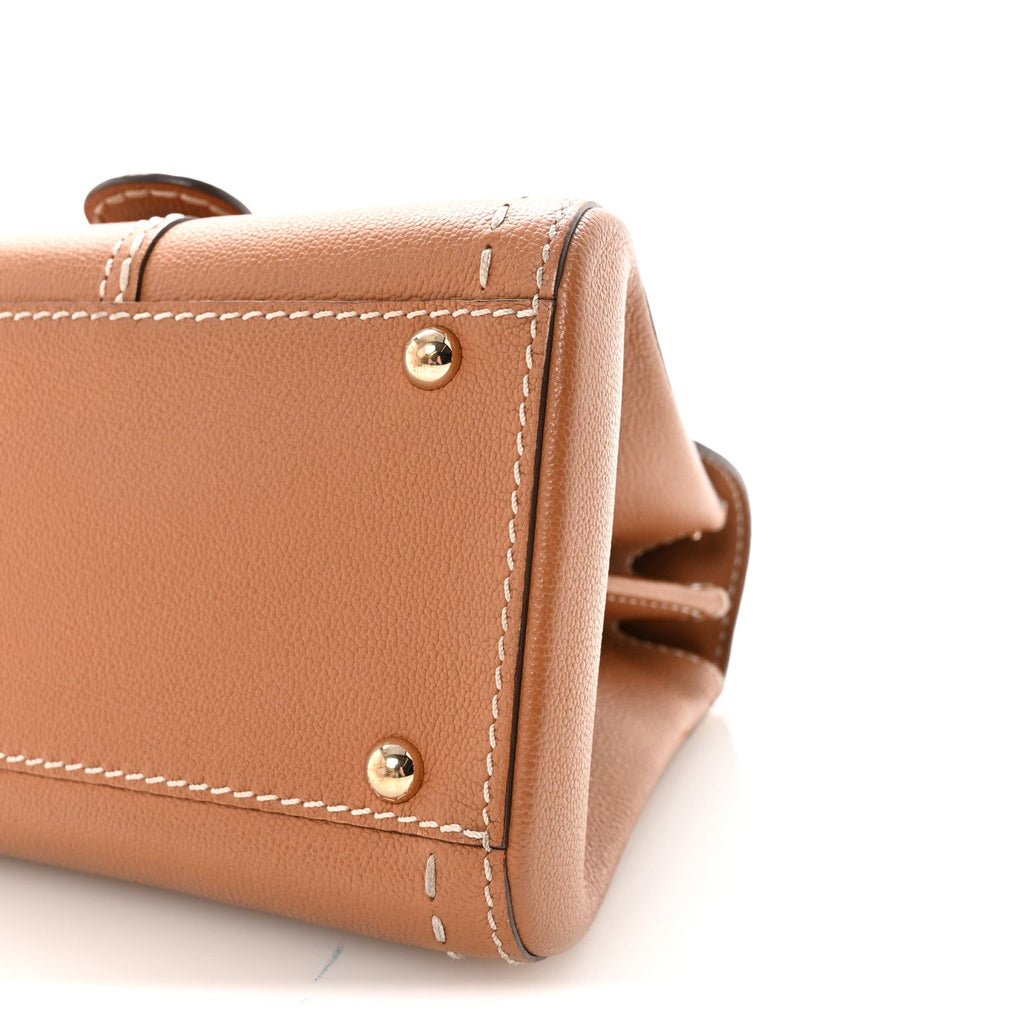 Grained Rodeo Calfskin Surpique Mini Brillant Satchel Vegetal Ivory