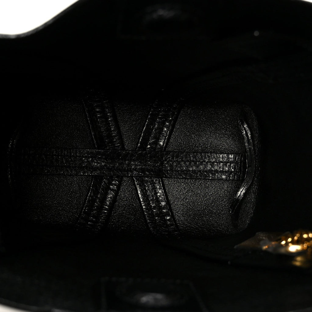 Grained Calfskin Small Spin Tote Black