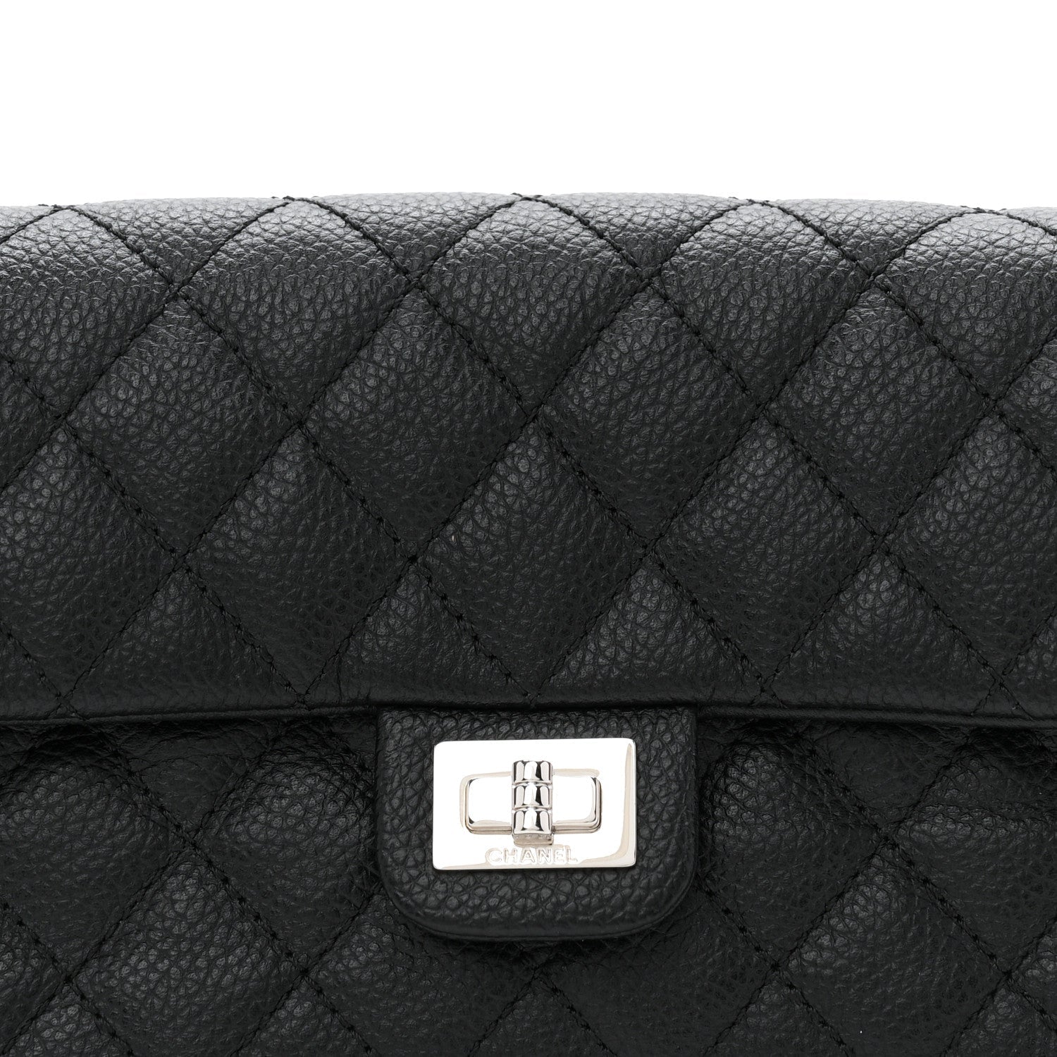 Grained Calfskin Quilted 2.55 Reissue Flap Belt Bag Clutch Black