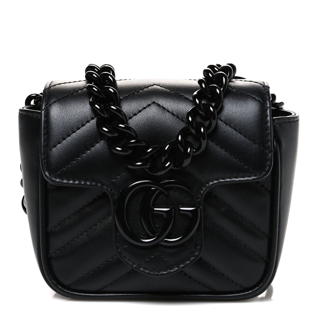 Calfskin Matelasse Monochrome GG Marmont Chain Mini Belt Bag Black