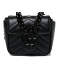 Calfskin Matelasse Monochrome GG Marmont Chain Mini Belt Bag Black