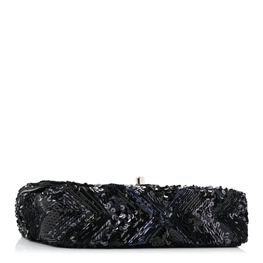 Sequins Chevron Mini Rectangular Flap Black Blue