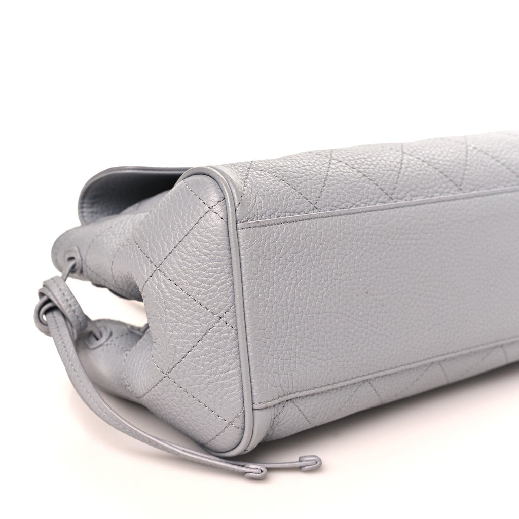 Grained Calfskin Stitched Urban Essentials Small Shopping Bag Grey