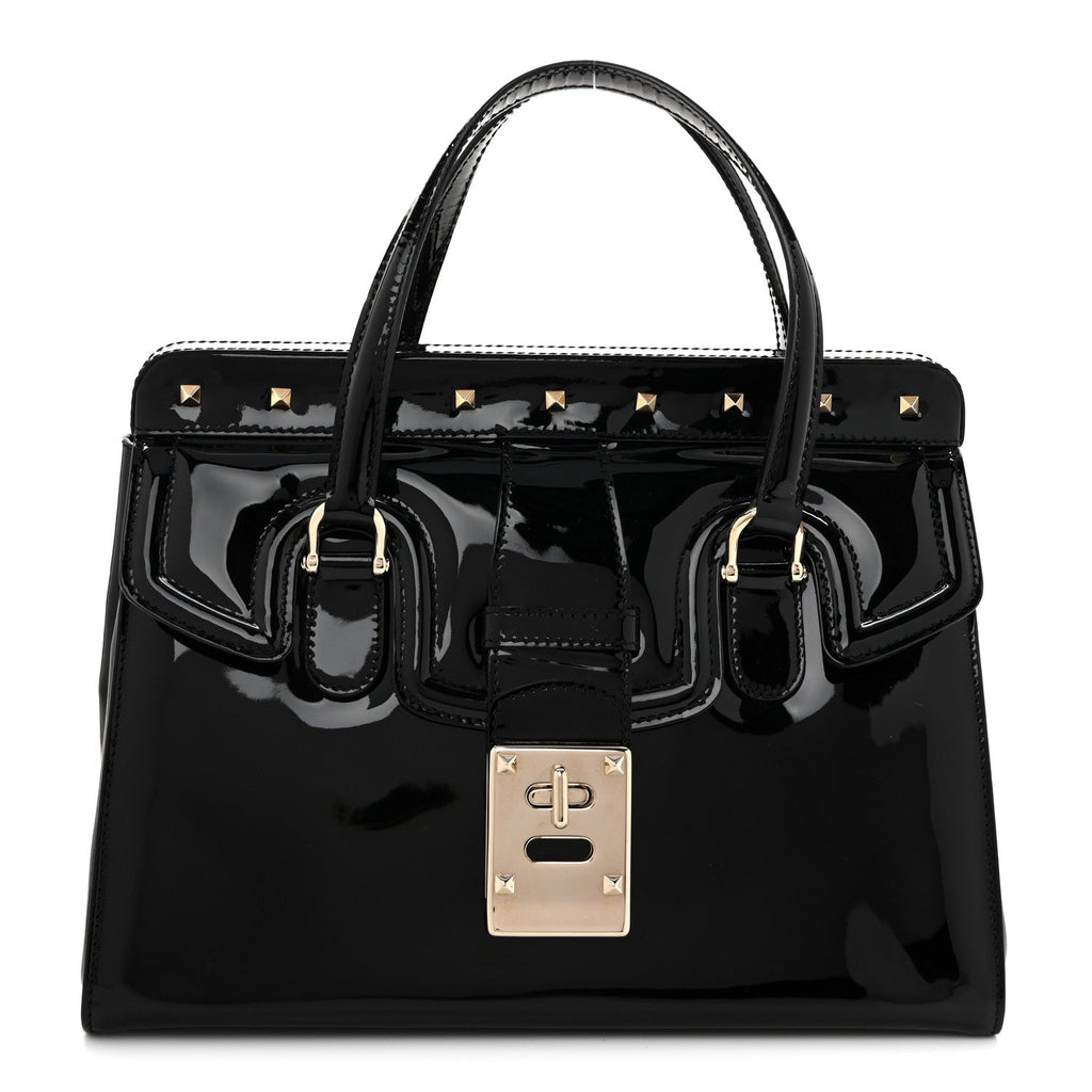 Patent Rockstud Tote Black
