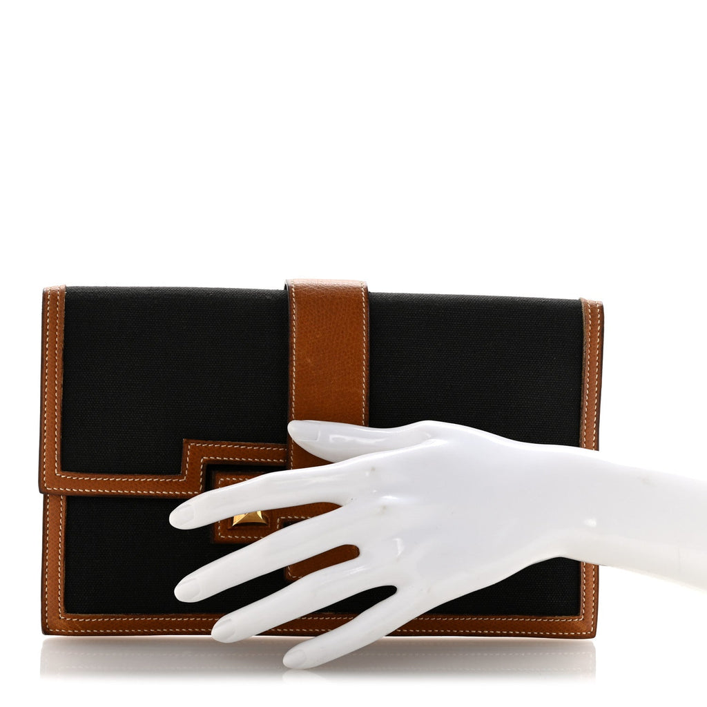 Canvas Courchevel Medor Clutch Gold Brown