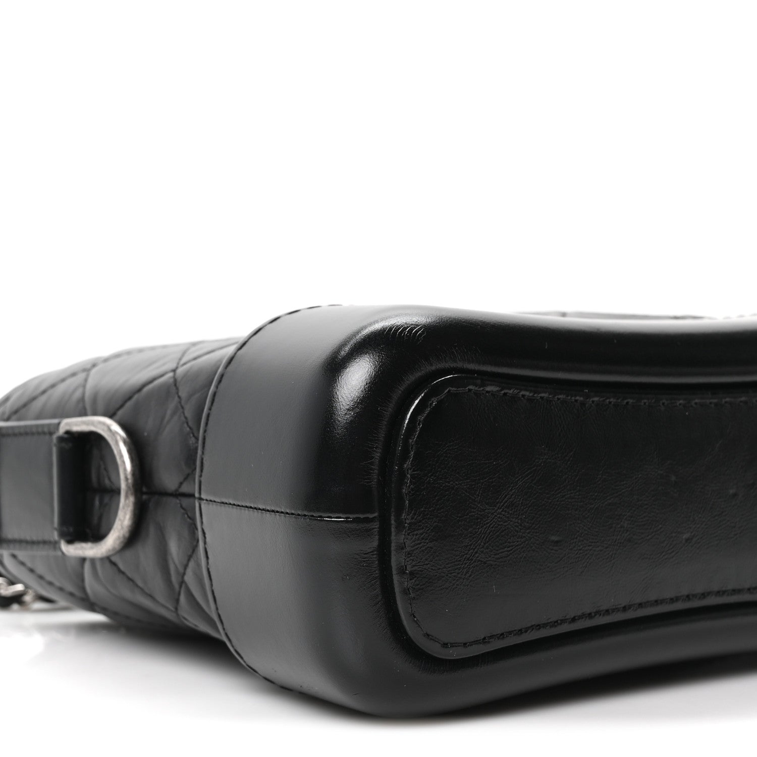 Aged Calfskin Quilted Small Gabrielle Hobo Black