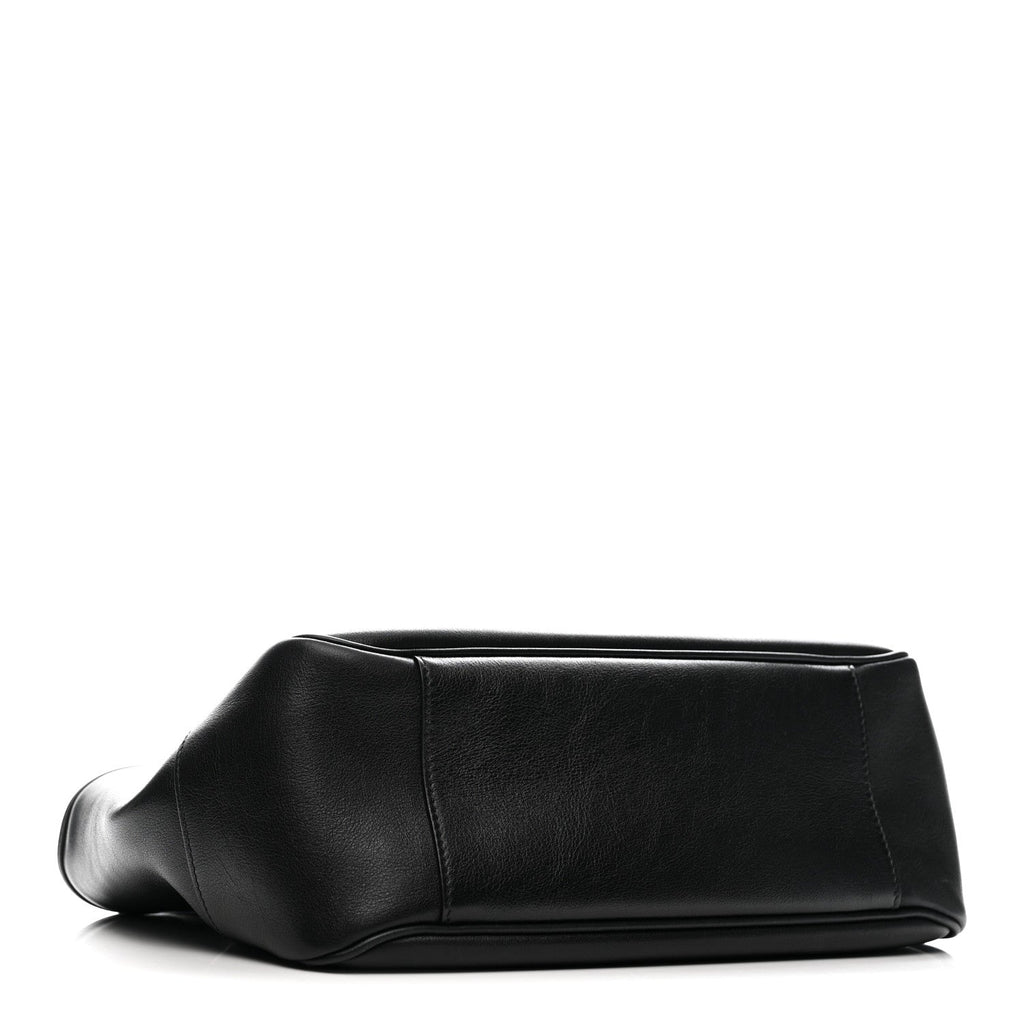 Soft Calfskin Small Mercato Tote Bag Black