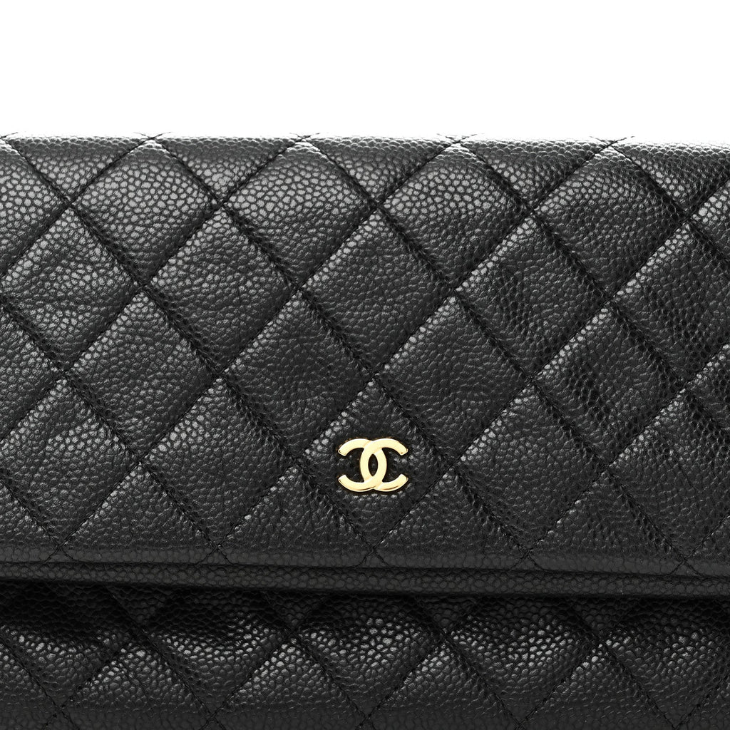Caviar Quilted CC Beauty Clutch Black