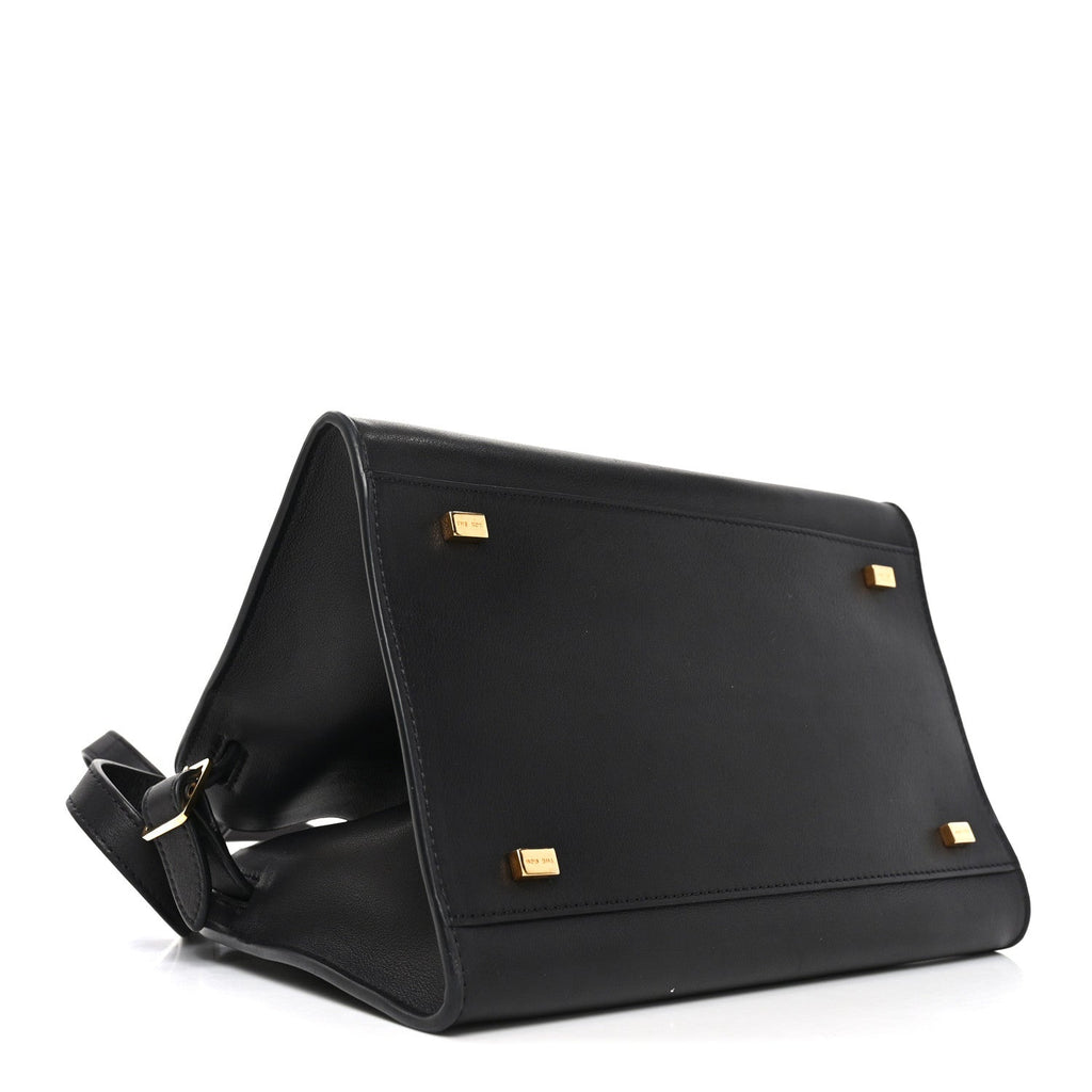 Polished Saddle Calfskin Soft Margaux 10 Bag Black