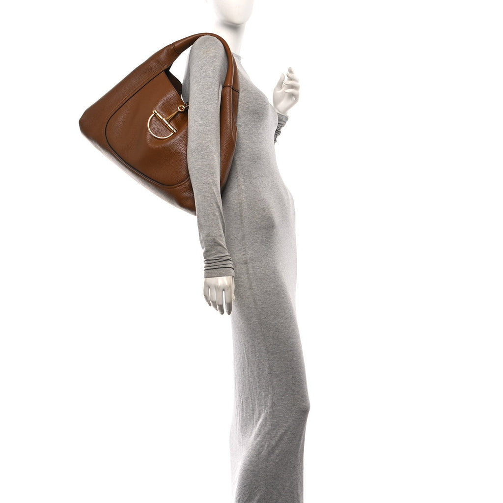 Grained Calfskin Softbit Maxi Shoulder Bag Brown
