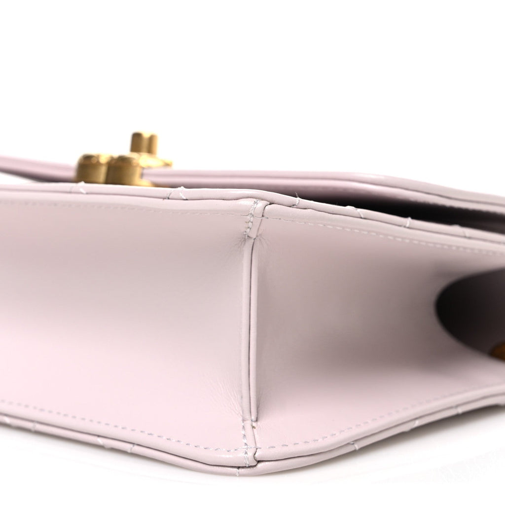 Shiny Calfskin Quilted Coco Crush Handle Flap Light Purple