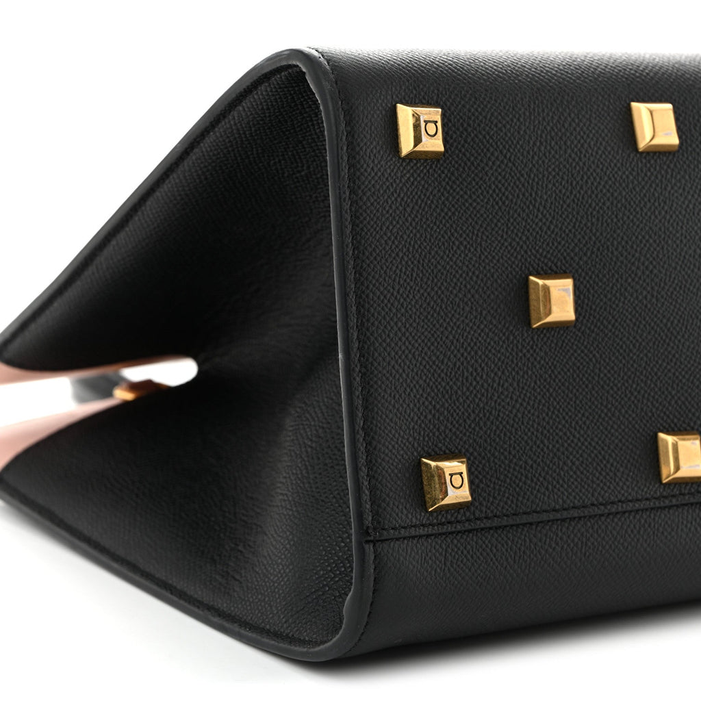 Hammered Calfskin Medium The Studio Box Bag Black